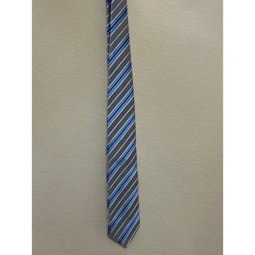 Dolce & Gabbana Tie Silver Blue Stripes Silk Necktie Designer Luxury Formal